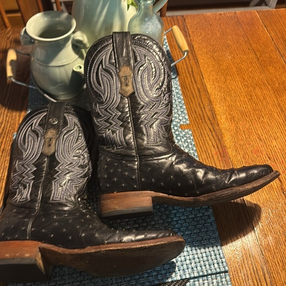 Tanner Mark Ostrich Leather Cowboy Boots - Men’s Size 8.5 - Picture 2 of 7